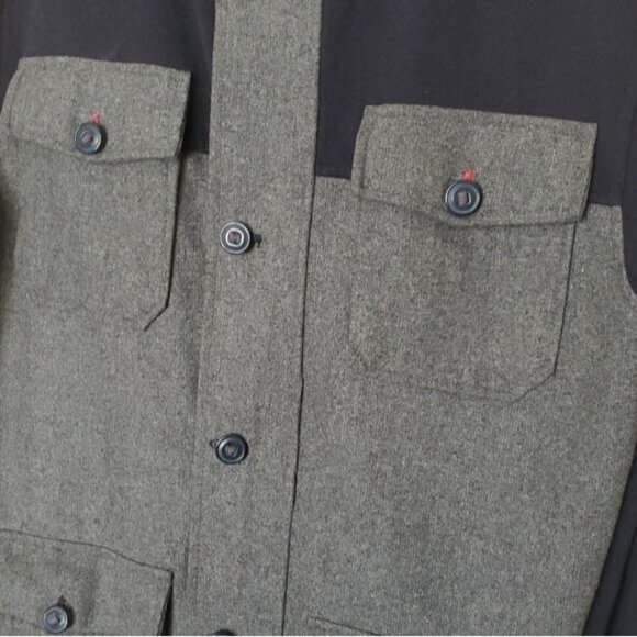 ALL-SON URBAN OUTFITTERS Mens Coat SZ L Wool Gray Navy Color‎ Block Zip Hoodie - Picture 8 of 13